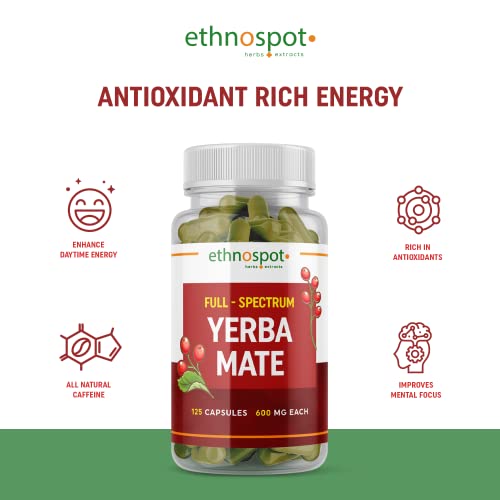 Full Spectrum Yerba Mate Capsules - Boosts Energy & Mental Focus - Supports Health Ethnospot Au supplements