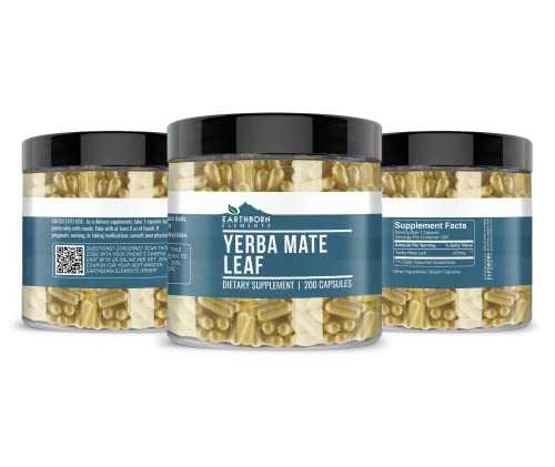 Earthborn Elements Yerba Mate Leaf 200 Capsules, Pure & Undiluted, No Additives Earthborn Elements Au supplements