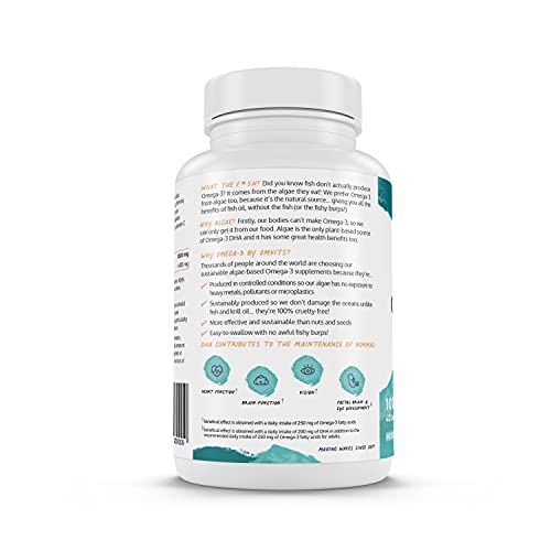 Omvits Vegan Omega 3 DHA from Algae Oil 1000mg - 60 Softgel Capsules with Vitamin E Omvits Au supplements