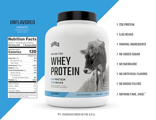 Levels Grass Fed 100% Whey Protein, No Hormones, Unflavored, 5LB Levels Nutrition Au supplements