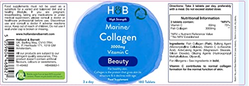 Holland & Barrett Marine Collagen with Vitamin C 3000mg 180 Tablets Holland & Barrett Au supplements