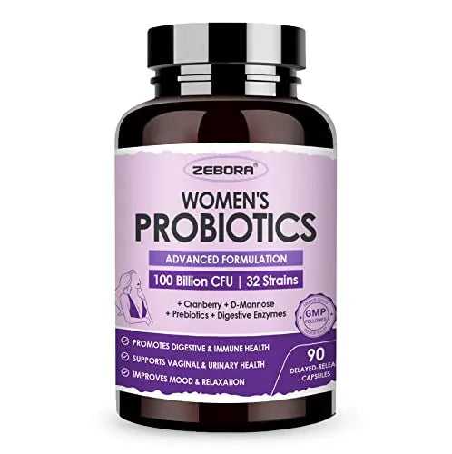 Probiotics for Women Digestive Health with Enzymes & Prebiotics 100 Billion | Vaginal Probiotics ZEBORAAU supplements