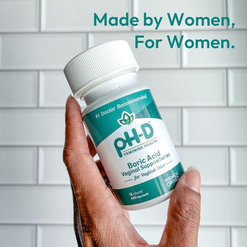 pH-D Feminine Health - 600 mg Boric Acid Suppositories - Woman Owned - for Vaginal Odor Use - 12 Count pH-D Feminine Health Support Au supplements