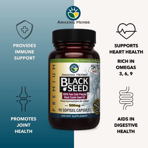 Amazing Herbs Premium Black Seed Oil Capsules - Cold Pressed Nigella Sativa Aids Amazing Herbs Au supplements