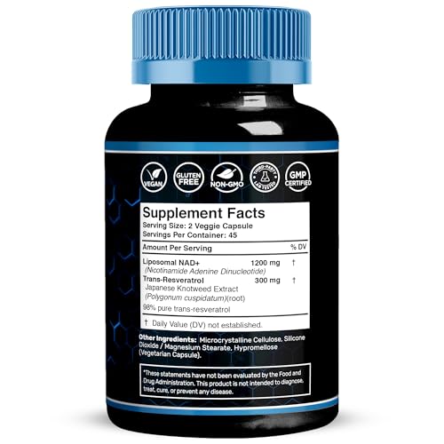 WELLNESS LABSRX Liposomal NAD Supplement, 1500mg - USA Made, NAD Resveratrol Supplement for Women and Men, NAD+ Support Cellular Health, Energy & Anti Aging - 90 Count WELLNESS LABSRX Au supplements