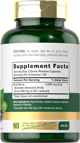 Carlyle Acai Berry Capsules 6000mg | 250 Count | Non-GMO & Gluten Free Acai Berry Carlyle Au supplements