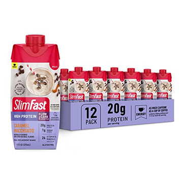 SlimFast Protein Shake with Caffeine, Caramel Macchiato- 20g Protein, Meal Replacement SlimFast Au supplements
