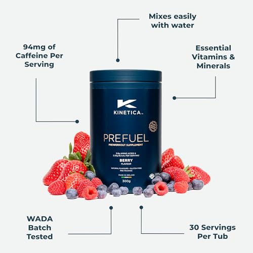 Kinetica PreFuel, Pre Workout, 5.9g Amino Acids & 2.3g BCAA's per Serving, 30 Servings Kinetica Au supplements