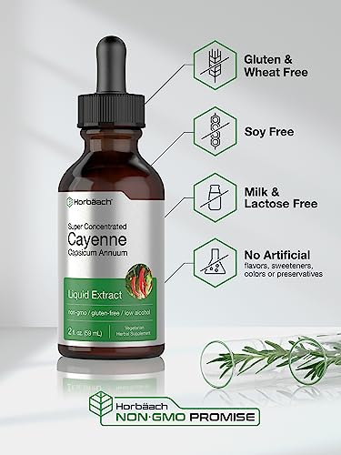Cayenne Pepper Liquid Extract | 2 fl oz | Vegetarian, Non-GMO, Gluten Free Supplement Horbäach Au supplements
