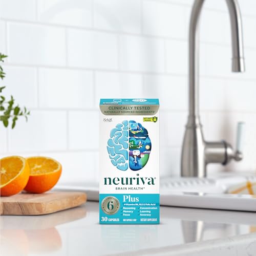 NEURIVA Plus Brain Supplement for Memory and Focus Clinically Tested Nootropics for Concentration for Mental Clarity, Cognitive Enhancement Vitamins B6, B12, Phosphatidylserine 30 Capsules NEURIVA Au supplements