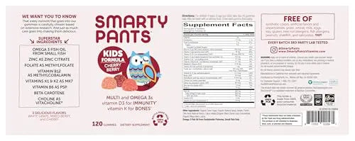 SmartyPants Kids Multivitamin Gummies: Omega 3 Fish Oil (EPA/DHA), Vitamin D3, C, Vitamin B12, B6, A, K & Zinc for Immune Support SmartyPants Au supplements