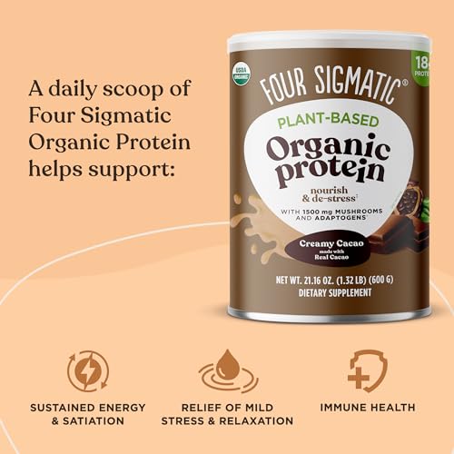 Four Sigmatic Organic Plant-Based Protein Powder Creamy Cacao Protein with Lion’s Mane Four Sigmatic Au supplements