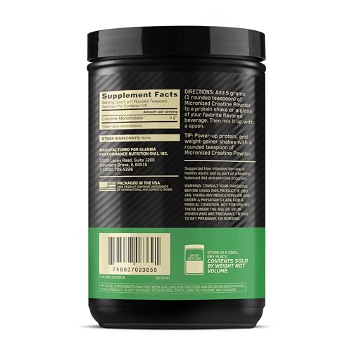 Optimum Nutrition Micronized Creatine Monohydrate Powder, Unflavored, 120 Servings, 600 Grams Optimum Nutrition Au supplements