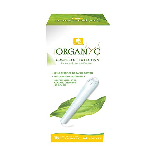 ORGANYC Hypoallergenic 100% Organic Cotton Internal Tampons with Applicator, REGULAR, 16-count Organyc Au supplements
