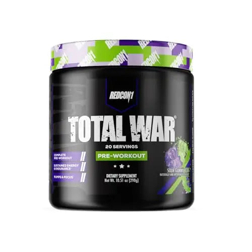 REDCON1 Total War Pre Workout Powder, Sour Gummy Bear - Fast Acting Caffeinated REDCON1AU supplements
