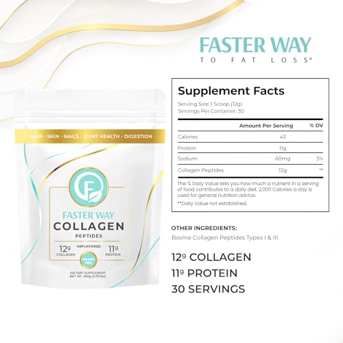 FASTer Way to Fat Loss, Unflavored, 360g Grass-Fed Beef Collagen Peptides for Skin FASTer Way to Fat Loss Au supplements