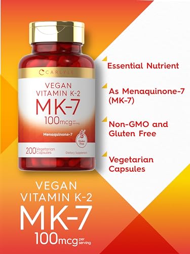 Carlyle Vitamin K2 MK7 100mcg | 200 Vegan Capsules | Menaquinone-7 Supplement Carlyle Au supplements