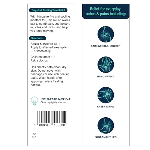 NOVEHA Lidocaine Roll-On Gel 4% | Maximum Strength Temporary Topical Pain Relief for Minor Muscle & Joint Aches | Cooling Formula with Menthol & Arnica | Non-Greasy, Quick-Drying | 2.5 fl oz NOVEHA Au supplements