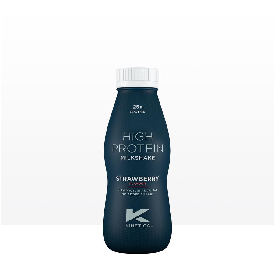 Kinetica Ready-to-Drink Protein Shake, 12 X 330mls, 165 cals, 25g Protein per Bottle, Low Fat (Strawberry) Kinetica Au supplements
