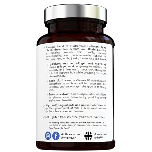 Advanced Collagen Complex - Hydrolised Marine Collagen (Type I) + Hydrolised Bovine Grass Vital Haven Au supplements
