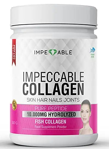IMPECCABLE Collagen Premium 10.000 mg Pure peptide hydrolyzed Marine Collagen Powder Impeccable uk supplements