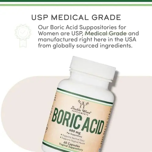Boric Acid Suppositories 60 Count, Supports Women Health (Easy Dissolve, Third Party Tested) by Double Wood Double Wood Supplements Au supplements