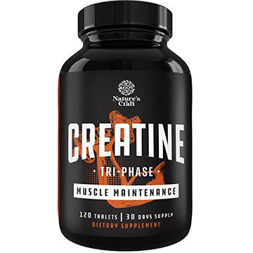 High Strength Tri Phase Creatine Pills - Muscle Mass Gainer and Muscle Recovery Creatine Natures Craft Au supplements