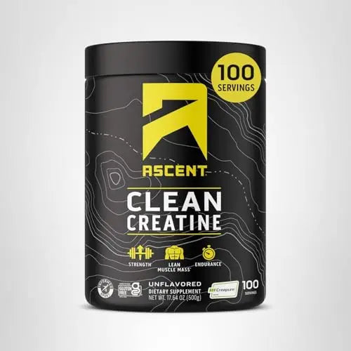 Ascent Clean Creatine Monohydrate Powder - 5G Per Serving, Creapure Creatine Supplement - Unflavored, 100 Servings Ascent uk supplements