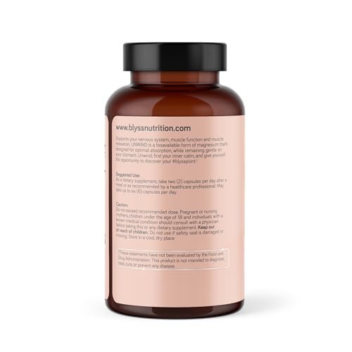 BLYSS Nutrition Magnesium Bisglycinate Capsules for Women - 200mg Chelated Glycinate Magnesium Supplement - Natural Supplements to Support Sleep, Mood Support & Muscle Cramps - 120 ct BLYSS Nutrition Au supplements