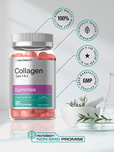 Hydrolyzed Collagen Gummies | 90 Count | Strawberry Flavored Gummy Supplement Horbäach Au supplements