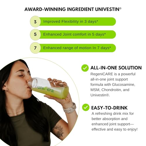Holiday Gift Set, Joint Support with Univestin®, Glucosamine, Chondroitin & MSM — Bottle & Frother Included, Green Apple Flavor, 30 Servings Univera Au supplements
