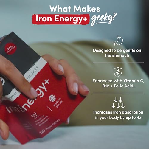 Iron Tablets High Strength Tablets with Vitamin C, B12 & Folic Acid - 120 Vegan Supplement Nutrition Geeks Au supplements