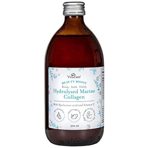VitaZam Marine Collagen Liquid 10000mg with Hyaluronic Acid, Hydrolysed Peptide, Biotin for Hair, Skin, Nails, Joint, and Muscles, 500 ml VitaZam Au supplements