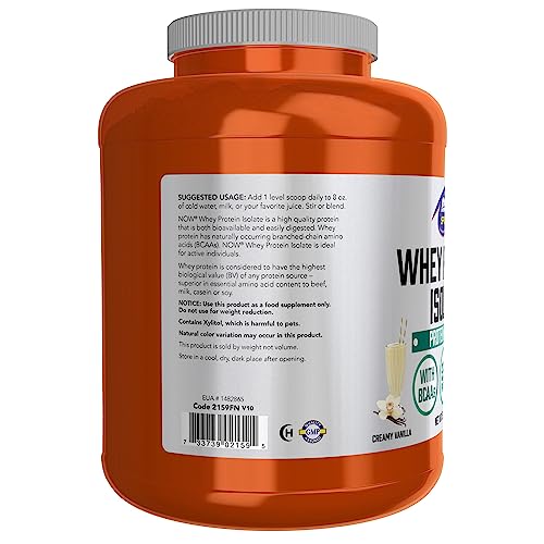 NOW Sports Nutrition, Whey Protein Isolate, 25 g With BCAAs, Creamy Vanilla Powder NOW Au supplements