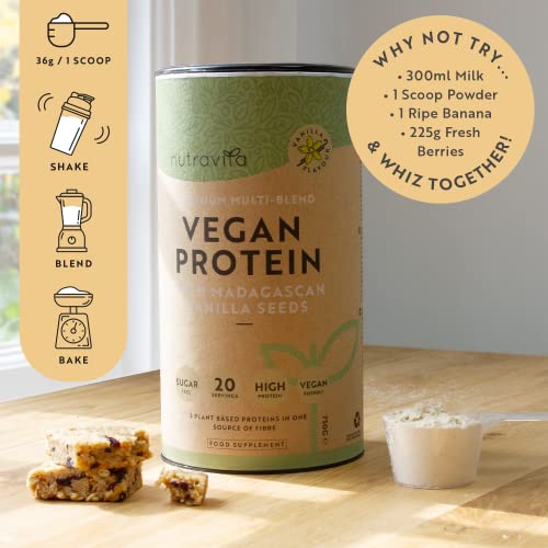 Vegan Protein Powder - Vanilla Flavour - Plant-Based High Protein Powder - 25g Protein per 36g Serving Nutravita Au supplements