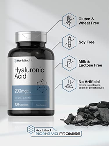 Hyaluronic Acid Supplement | 200 mg | 150 Capsules | Non-GMO and Gluten Free Supple Horbäach Au supplements