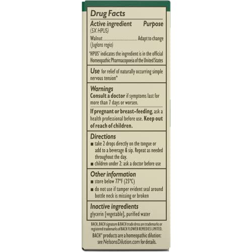 Bach Original Flower Remedies, Walnut for Adapting to Change (Non-Alcohol Formula) Bach Au supplements