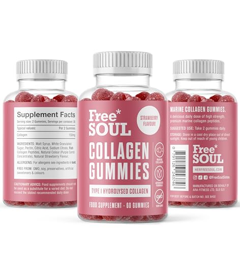 Collagen Gummies, Marine Collagen Supplement with Effective Type 1 Hydrolysed Collagen Peptides Free Soul Au supplements