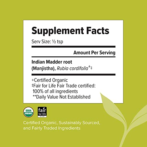 Banyan Botanicals Manjistha Powder, Spice Jar - USDA Organic - Rubia cordifolia - Cleanses Banyan Botanicals Au supplements