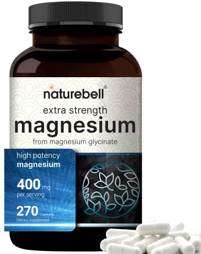 NatureBell Magnesium Glycinate 400mg (Elemental), 270 Capsules – 100% Chelated NatureBell Au supplements