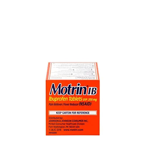Motrin IB, Ibuprofen 200mg Tablets, Pain Reliever & Fever Reducer for Muscular Aches, Headache, Backache, Menstrual Cramps & Minor Arthritis Pain, NSAID, 100 Ct Motrin Au supplements