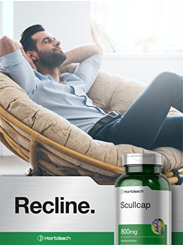 Scullcap Capsules | 800 mg | 200 Count | Max Potency, Value Size | Non-GMO and Gluten Horbäach Au supplements