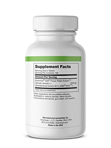 Graminex PollenAid Prostate Supplement: All Natural Prostate Support for Bladder Control & Urinary Tract Health, Rye Pollen Extract Made in USA, 200 Tablets Graminex Au supplements