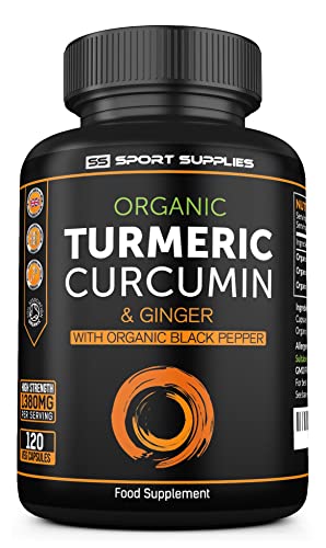 Organic Turmeric Capsules High Strength and Black Pepper with Active Curcumin SS Sport Supplies Au supplements