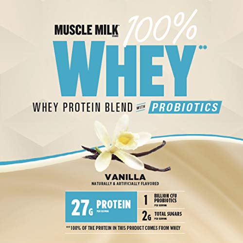 Muscle Milk 100% Whey With Probiotics Protein Powder, Vanilla, 1.85 Pound, 23 Servings Muscle Milk Au supplements
