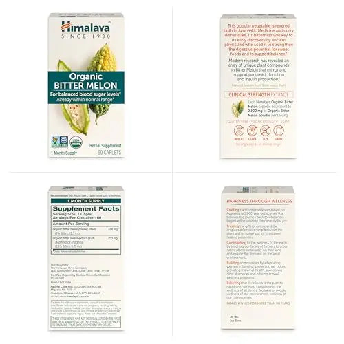 Himalaya Organic Bitter Melon for Glucose Metabolism, 660 mg, 60 Caplets, 1 Month Supply Himalaya uk supplements