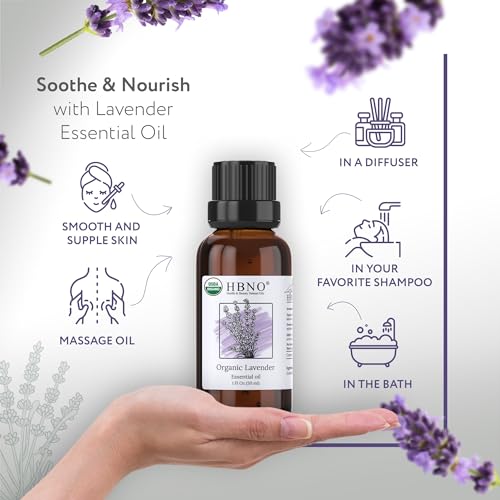 HBNO Organic Lavender Essential Oil - 1 oz (30ml) Value Size - USDA Certified Organic Lavender HBNO Au supplements
