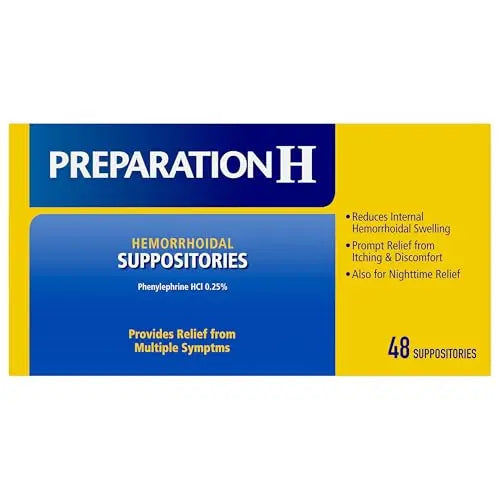 PREPARATION H Hemorrhoid Symptom Treatment Suppositories, Burning, Itching and Discomfort Relief (48 Count) Preparation H Au supplements