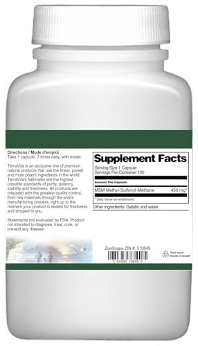 MSM - 450 mg (100 Capsules, ZIN: 510649) - 3 Pack Terravita Au supplements