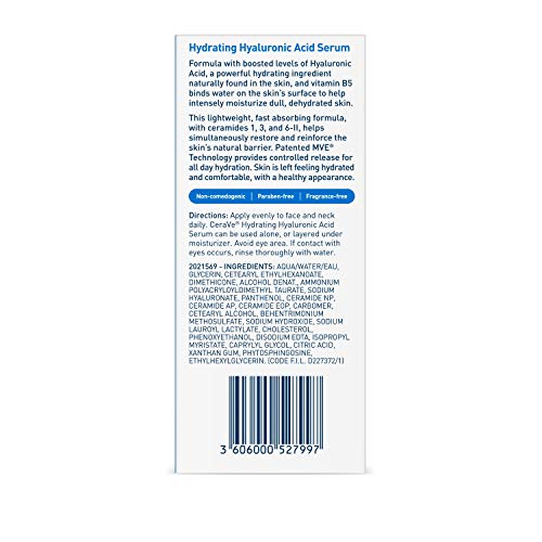 Cerave Hyaluronic Acid Serum for Face with Vitamin B5 and Ceramides CeraVe Au supplements